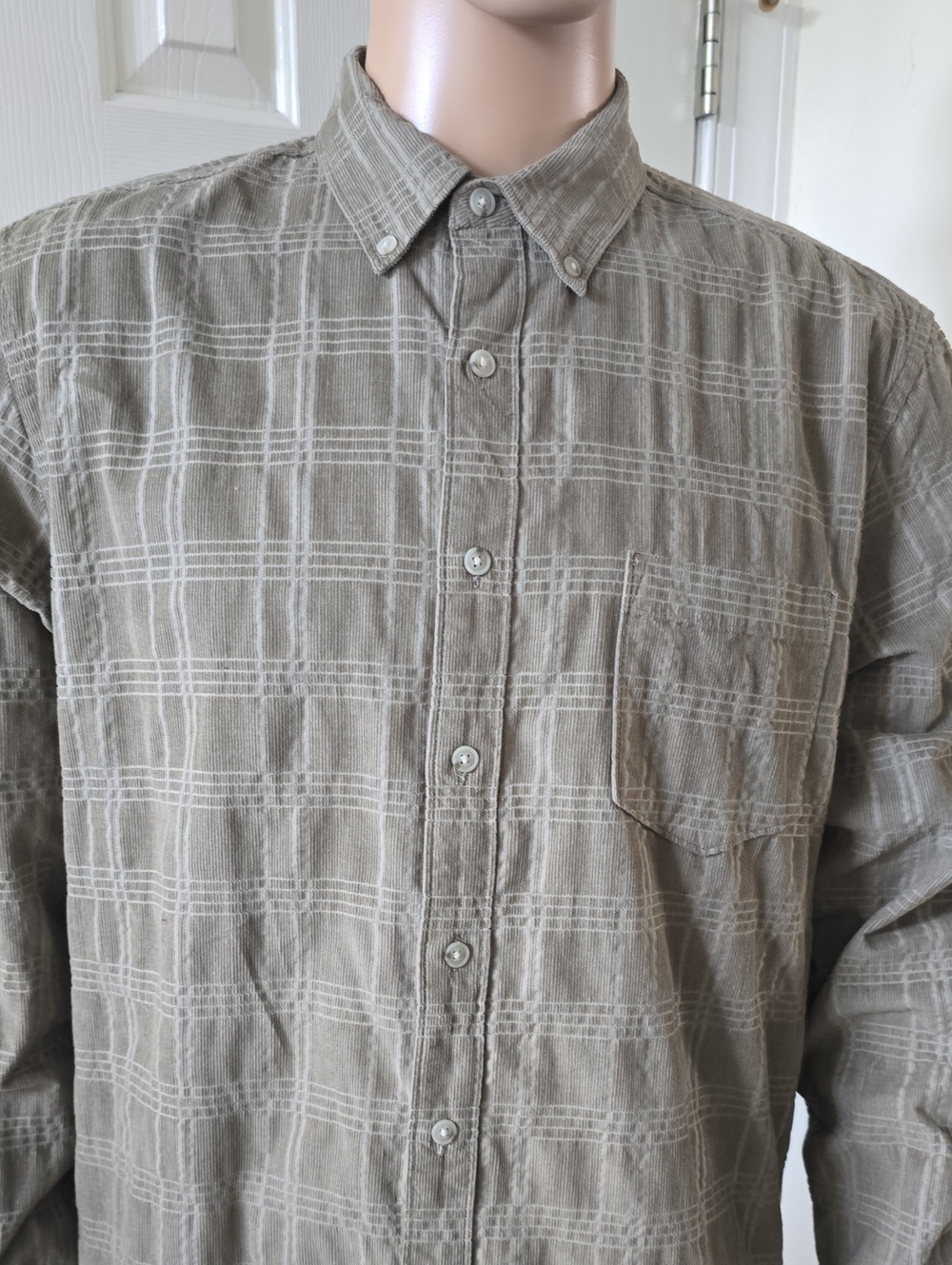 SONOMA BRAND MEN'S BIG & TALL GREEN CORDUROY FRONT BUTTON SHIRT SIZE LT
